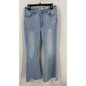 KANCAN SIGNATURE High rise extreme flair Paisley panel, Frayed Hem Jeans 28